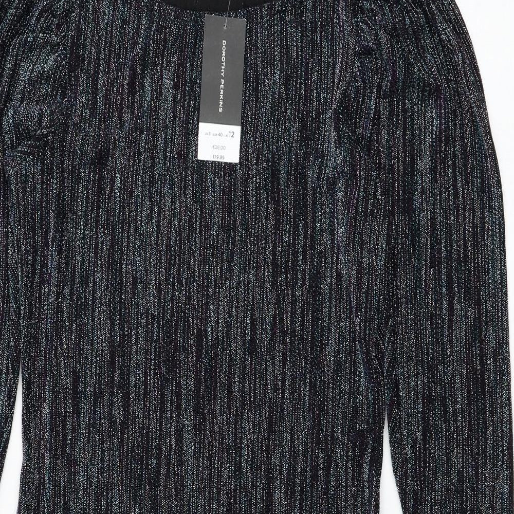 Dorothy Perkins Womens Blue  Nylon Pencil Dress  Size 12  Round Neck Pullover