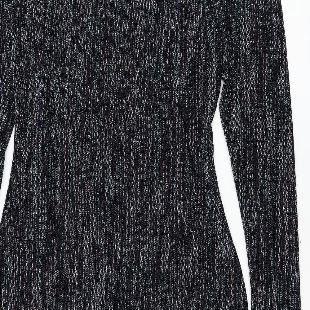 Dorothy Perkins Womens Blue  Nylon Pencil Dress  Size 12  Round Neck Pullover