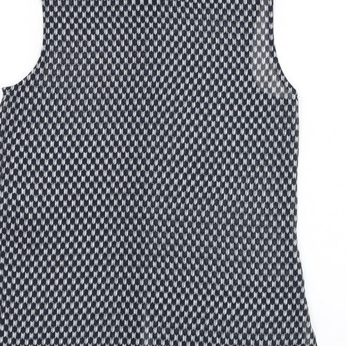 H&M Womens Blue Geometric Polyester Basic Blouse Size 4 Collared