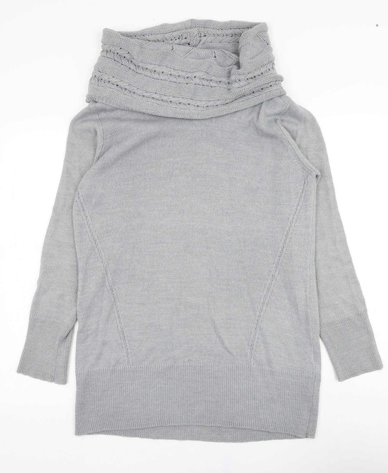 Marks and Spencer Womens Grey Roll Neck  Acrylic Pullover Jumper Size 20