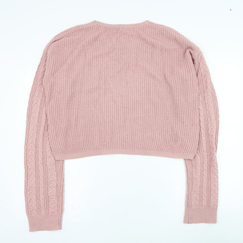 SheIn Womens Pink Round Neck  Acrylic Pullover Jumper Size 10