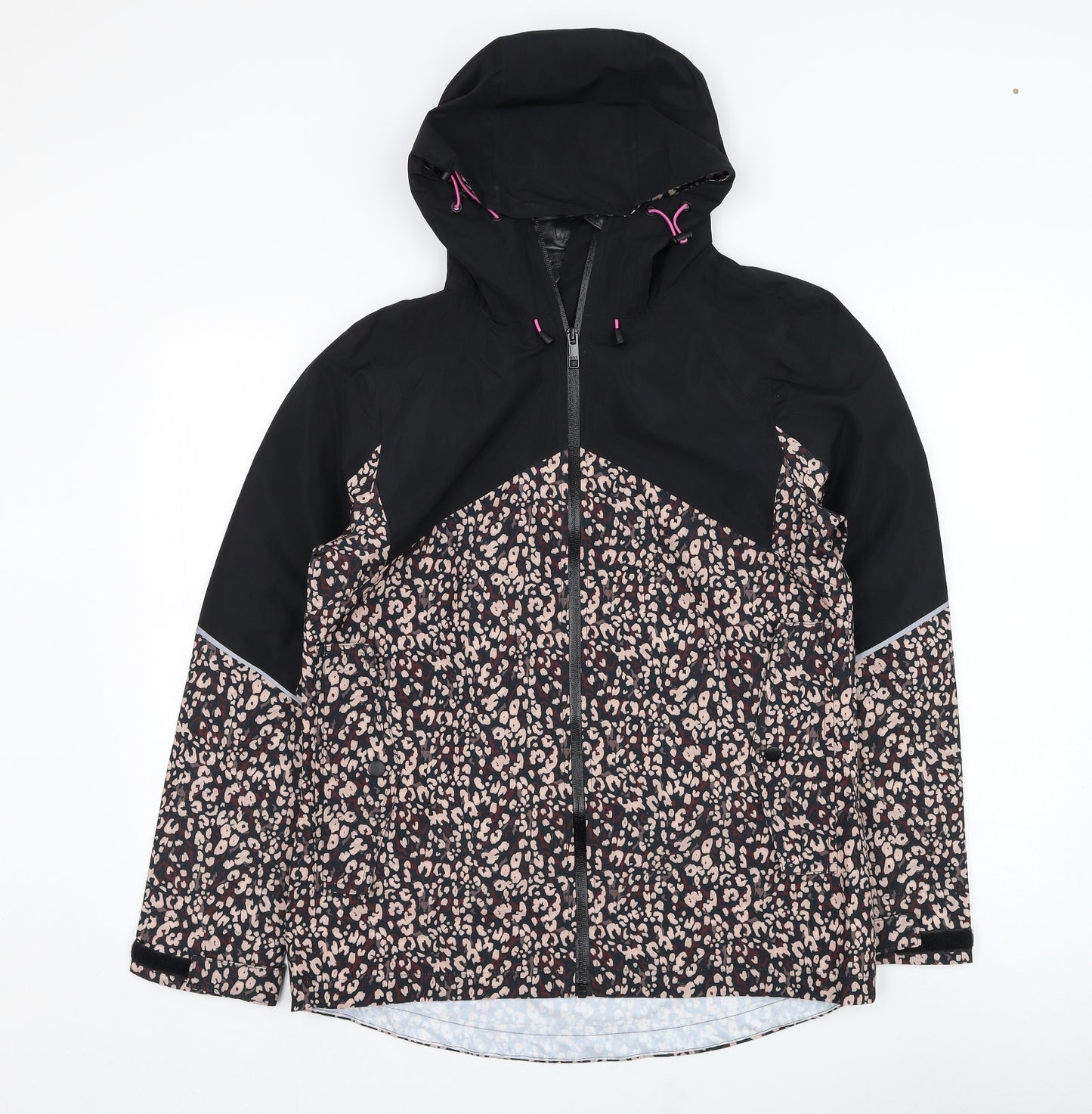 NEXT Womens Black Animal Print  Rain Coat Coat Size 8  Zip