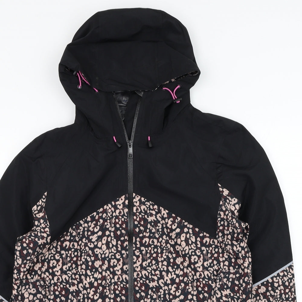 NEXT Womens Black Animal Print  Rain Coat Coat Size 8  Zip