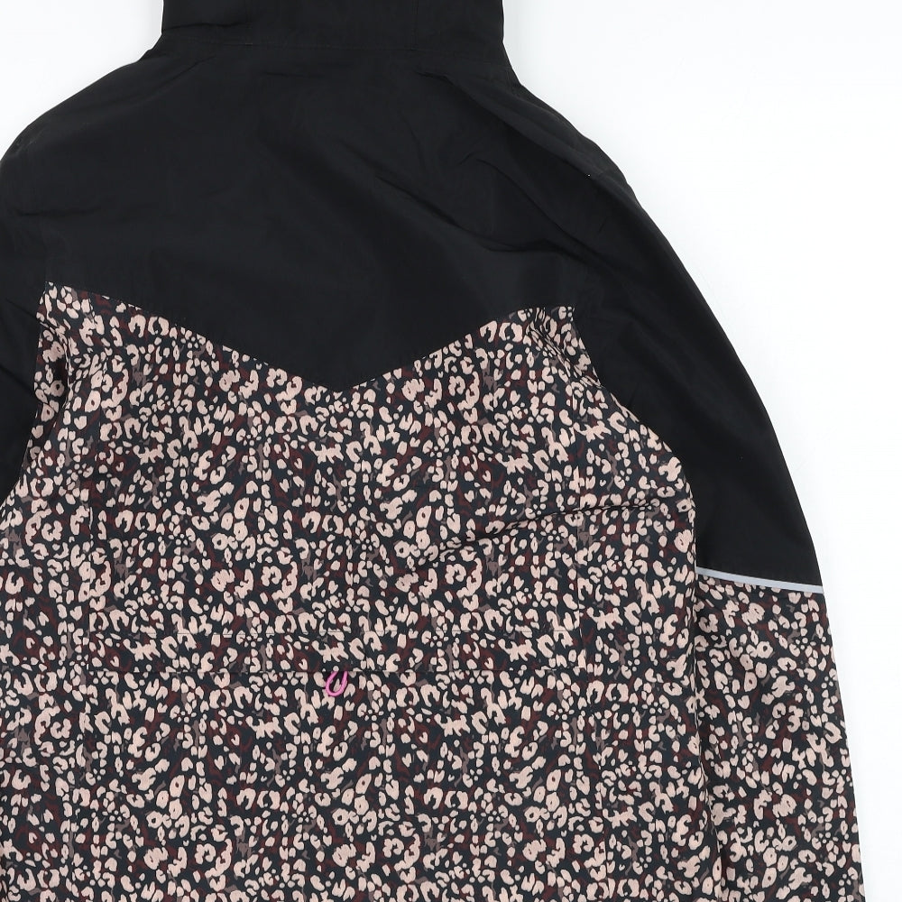 NEXT Womens Black Animal Print  Rain Coat Coat Size 8  Zip