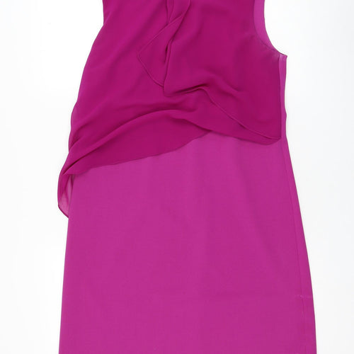 Oasis Womens Purple  Polyester Shift  Size M  Round Neck Zip