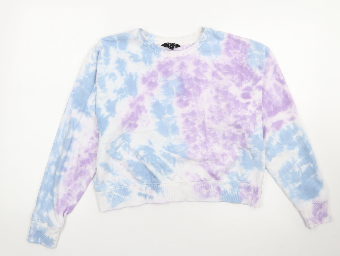 New Look Womens Multicoloured Crew Neck Geometric Cotton Pullover Jumper Size S   - Cropped, Tie Dye