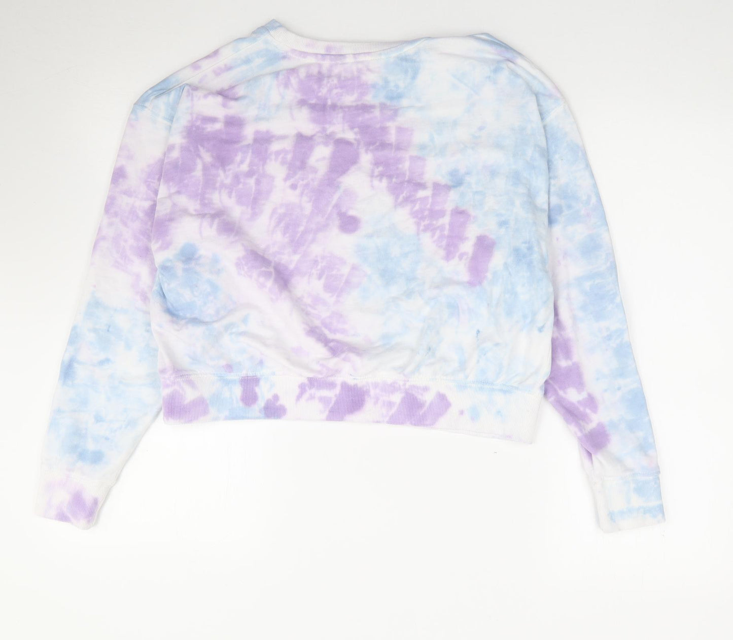 New Look Womens Multicoloured Crew Neck Geometric Cotton Pullover Jumper Size S   - Cropped, Tie Dye