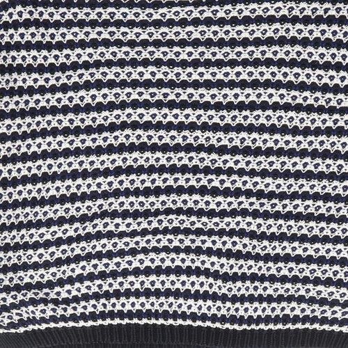 New Look Womens Blue Crew Neck Striped 100% Cotton Pullover Jumper Size 10
