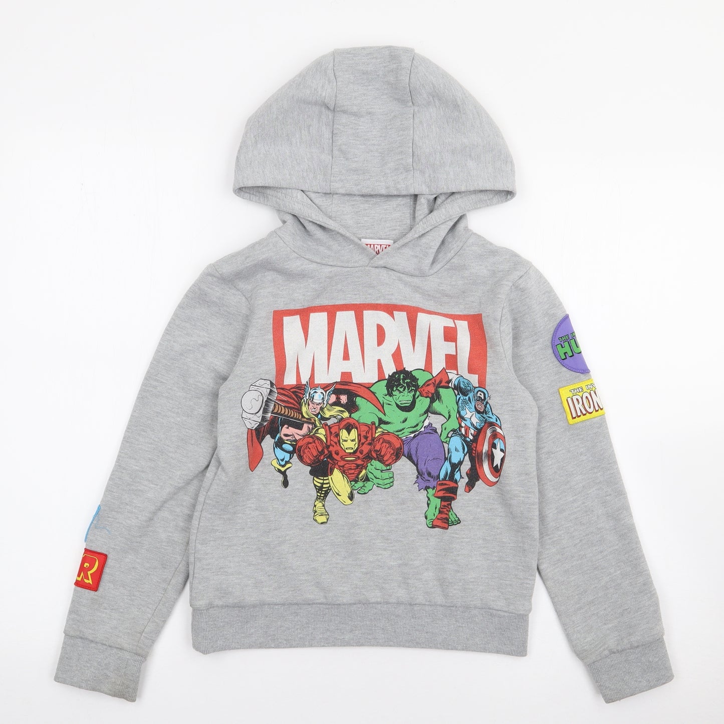 Sports Direct Boys Grey  Polyester Pullover Hoodie Size 9-10 Years  Pullover - Marvel