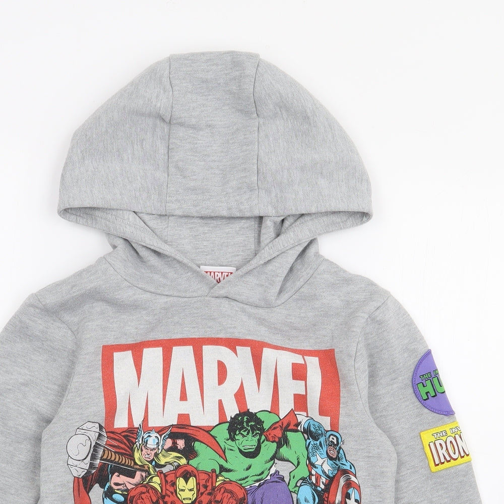 Sports Direct Boys Grey  Polyester Pullover Hoodie Size 9-10 Years  Pullover - Marvel