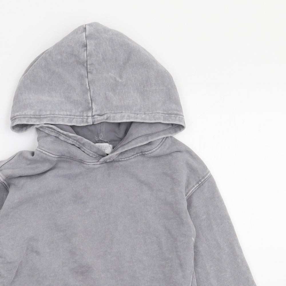 H&M Boys Grey  Cotton Pullover Hoodie Size 6-7 Years  Pullover