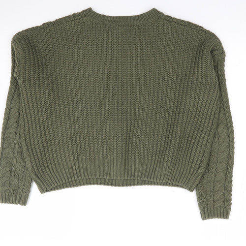 Primark Womens Green Crew Neck  Acrylic Pullover Jumper Size S