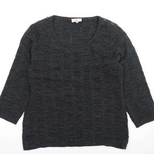 CC Womens Grey Round Neck  Acrylic Pullover Jumper Size M