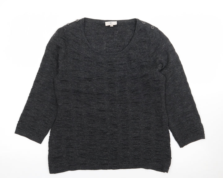 CC Womens Grey Round Neck Acrylic Pullover Jumper Size M