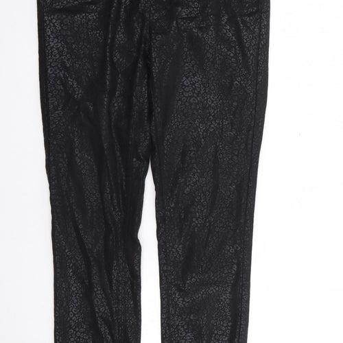 NEXT Womens Black Animal Print Cotton Jegging Trousers Size 10 L29 in Regular