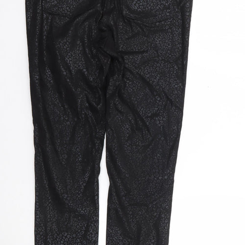 NEXT Womens Black Animal Print Cotton Jegging Trousers Size 10 L29 in Regular