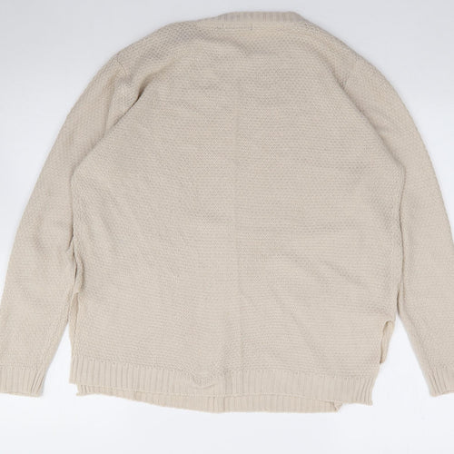 Boohoo Womens Beige Crew Neck  Acrylic Pullover Jumper Size M