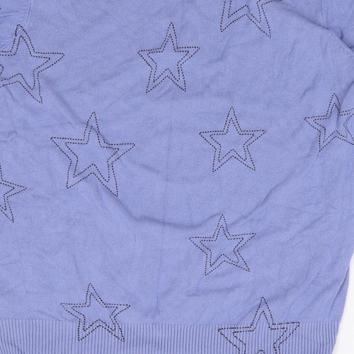 Papaya Womens Blue Roll Neck Geometric Viscose Pullover Jumper Size 14   - Star