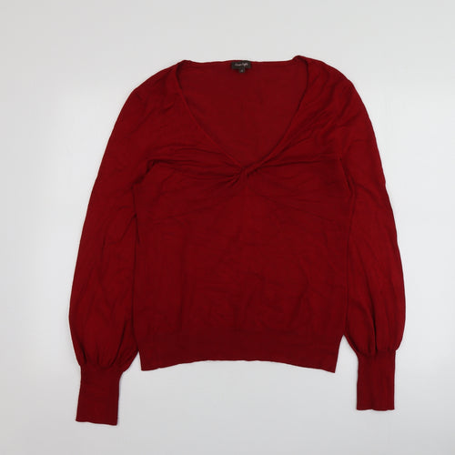 Phose Eight Womens Red V-Neck  Viscose Pullover Jumper Size 12