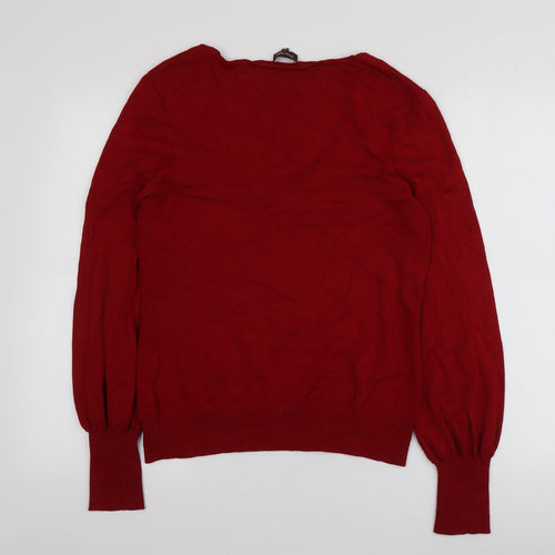 Phose Eight Womens Red V-Neck  Viscose Pullover Jumper Size 12