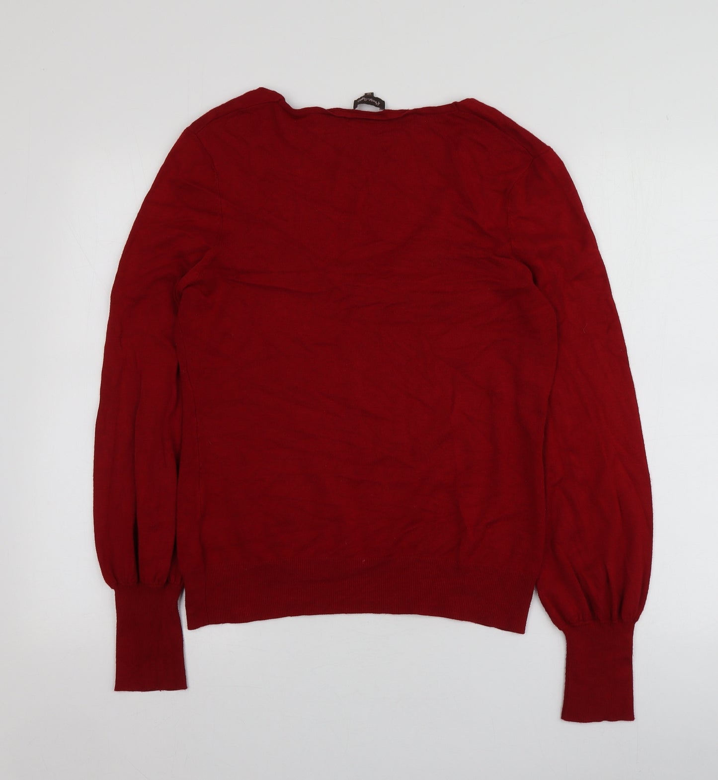 Phose Eight Womens Red V-Neck  Viscose Pullover Jumper Size 12