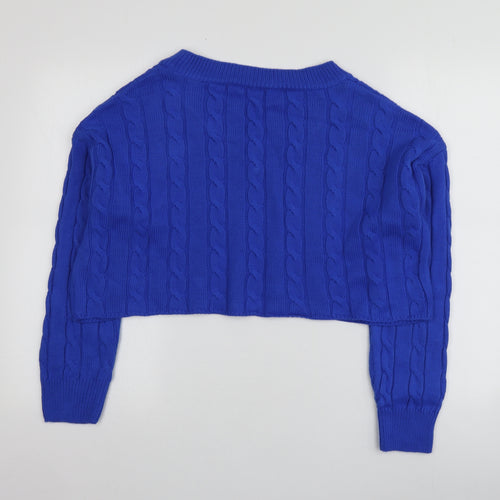 Primark Womens Blue V-Neck  Acrylic Pullover Jumper Size M