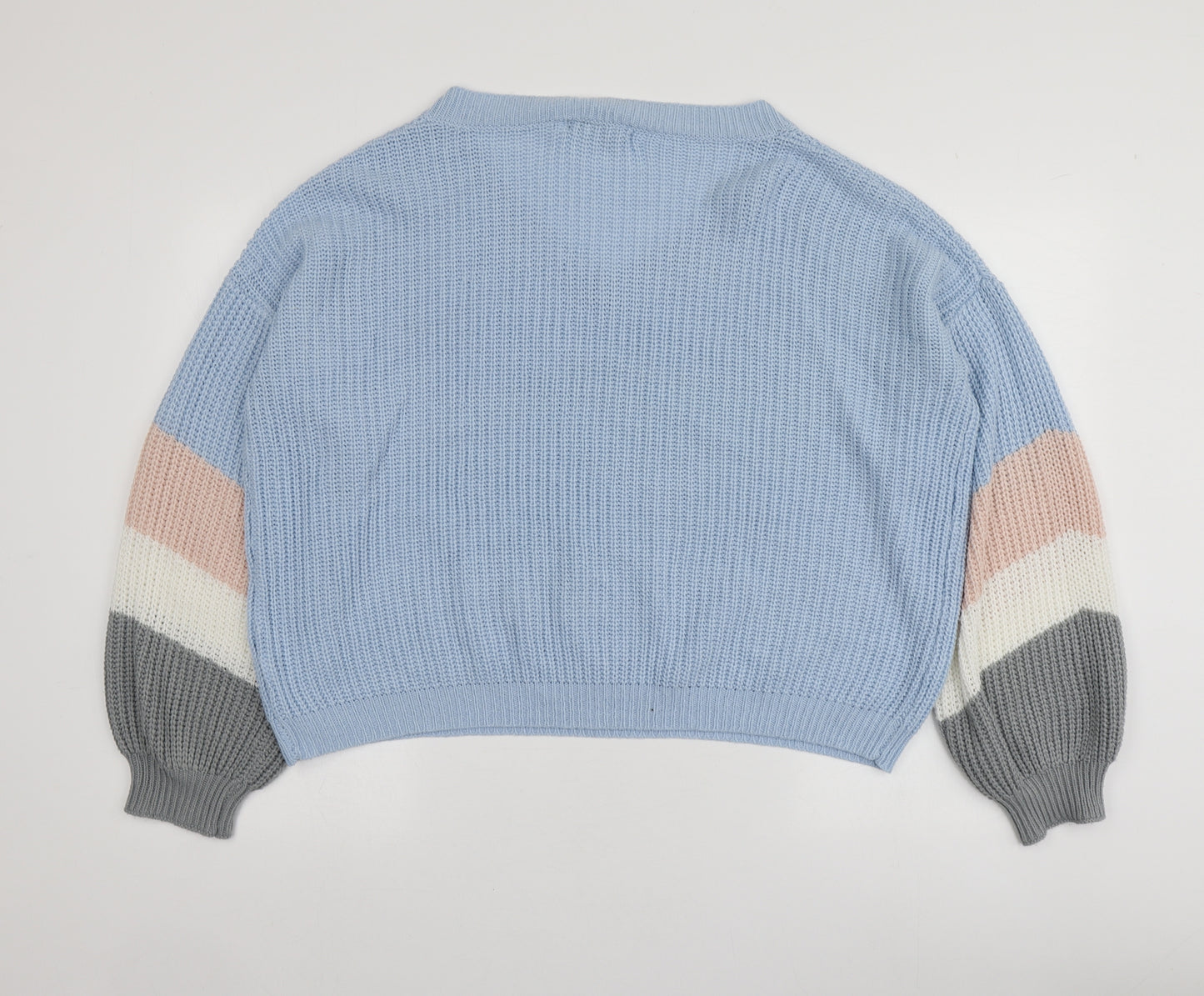 FS Collection Womens Blue V-Neck  Acrylic Pullover Jumper One Size
