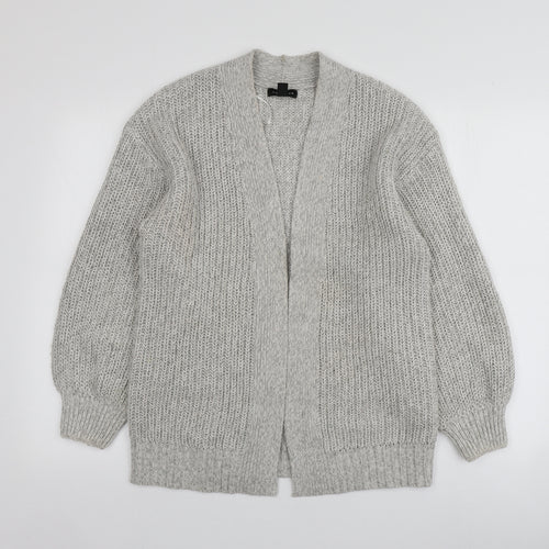 New Look Womens Grey V-Neck  Acrylic Cardigan Jumper Size S