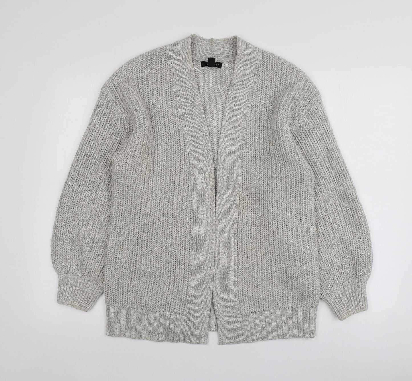 New Look Womens Grey V-Neck  Acrylic Cardigan Jumper Size S