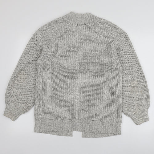 New Look Womens Grey V-Neck  Acrylic Cardigan Jumper Size S