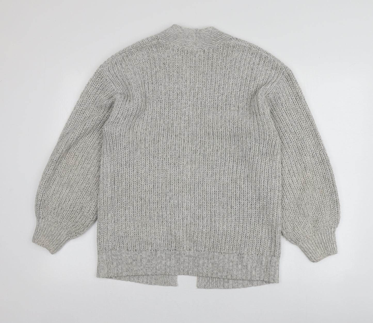 New Look Womens Grey V-Neck  Acrylic Cardigan Jumper Size S