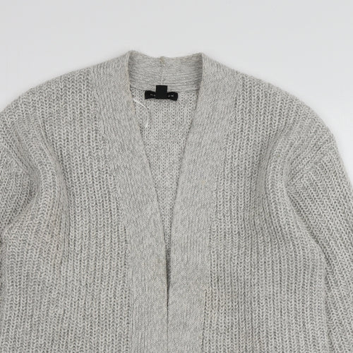 New Look Womens Grey V-Neck  Acrylic Cardigan Jumper Size S