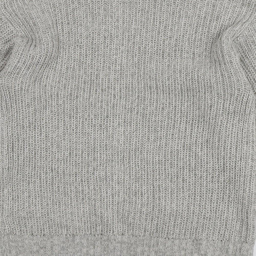 New Look Womens Grey V-Neck  Acrylic Cardigan Jumper Size S