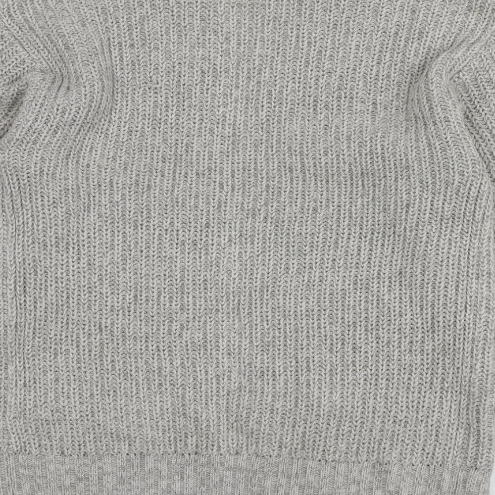 New Look Womens Grey V-Neck  Acrylic Cardigan Jumper Size S