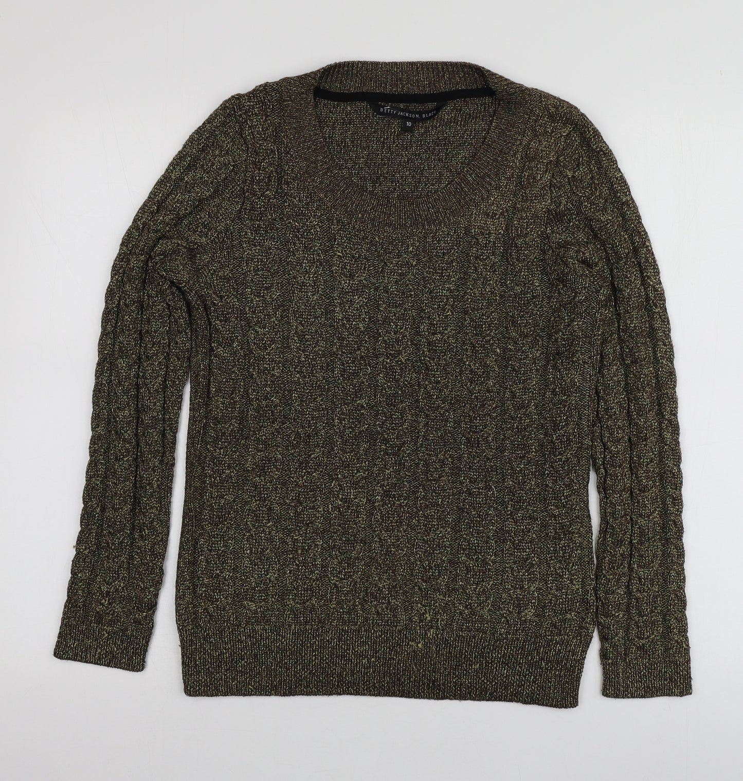 Betty Jackson  Womens Gold Round Neck  Acrylic Pullover Jumper Size 10