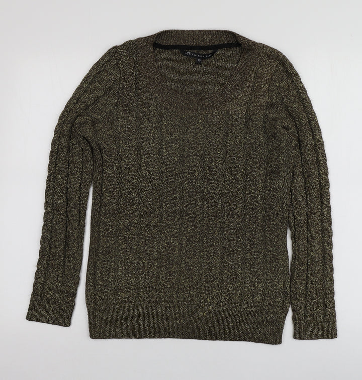 Betty Jackson  Womens Gold Round Neck  Acrylic Pullover Jumper Size 10