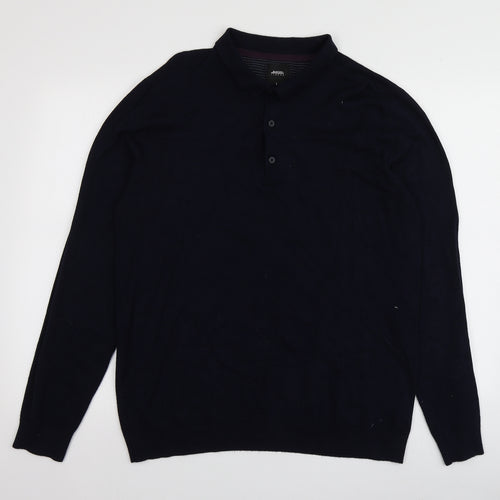 Burton Menswear Mens Blue Collared  Viscose Pullover Jumper Size L