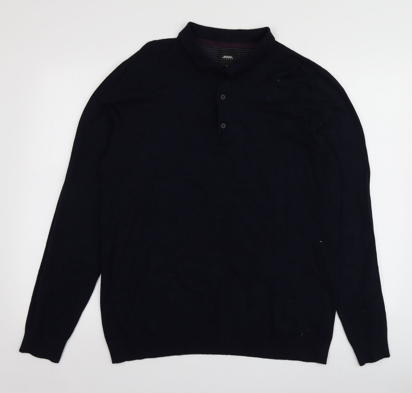 Burton Menswear Mens Blue Collared  Viscose Pullover Jumper Size L