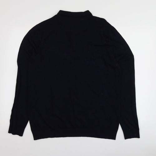 Burton Menswear Mens Blue Collared  Viscose Pullover Jumper Size L