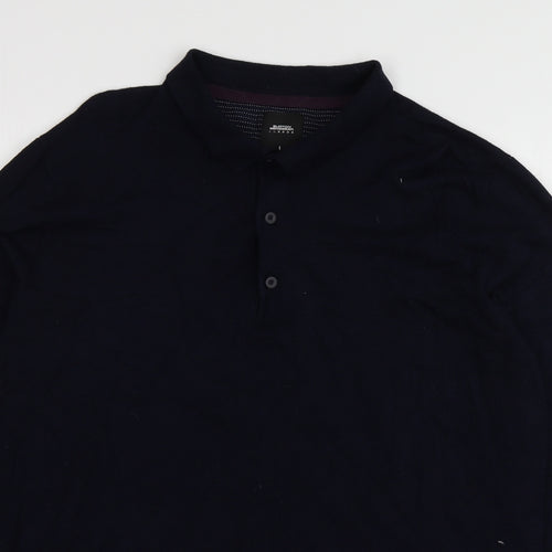 Burton Menswear Mens Blue Collared  Viscose Pullover Jumper Size L
