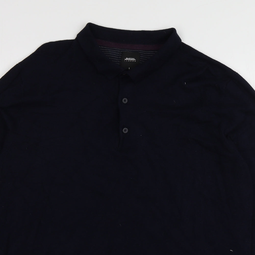 Burton Menswear Mens Blue Collared  Viscose Pullover Jumper Size L