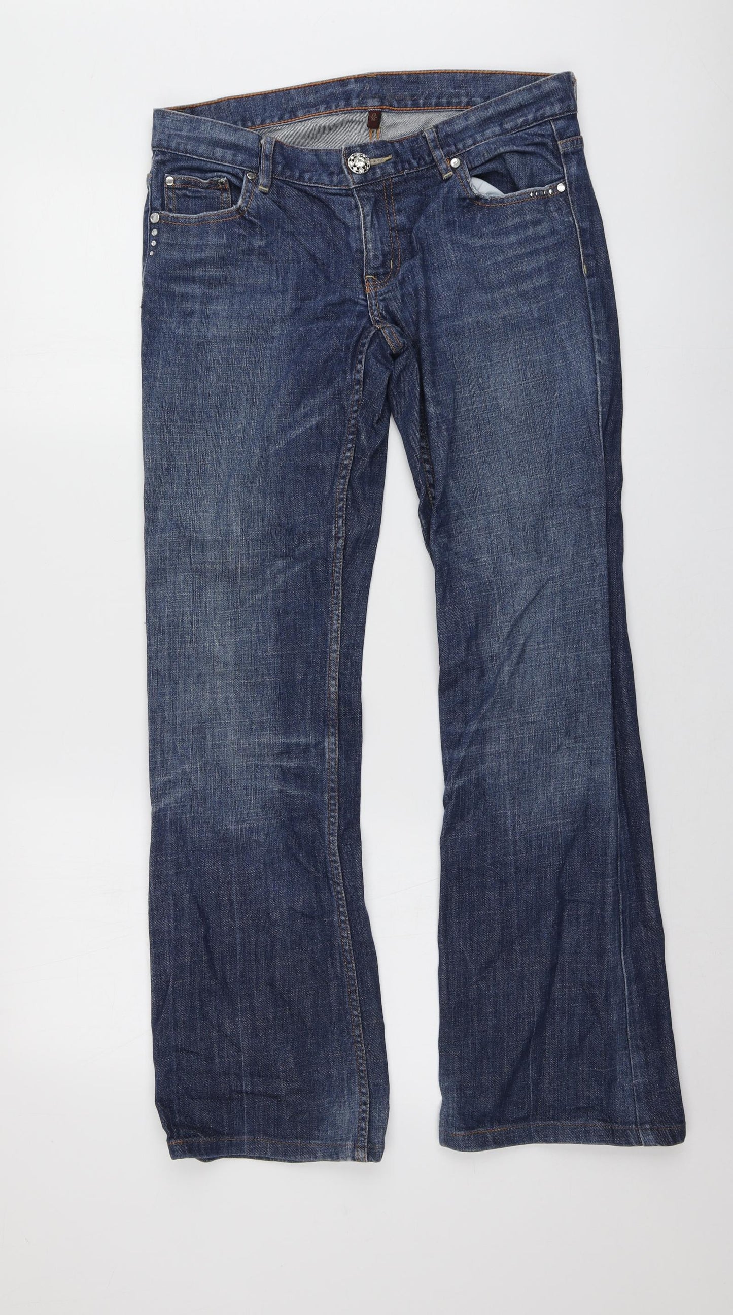Oasis Womens Blue  Cotton Bootcut Jeans Size 10 L30.5 in Regular