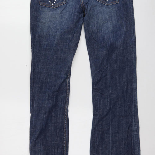 Oasis Womens Blue  Cotton Bootcut Jeans Size 10 L30.5 in Regular