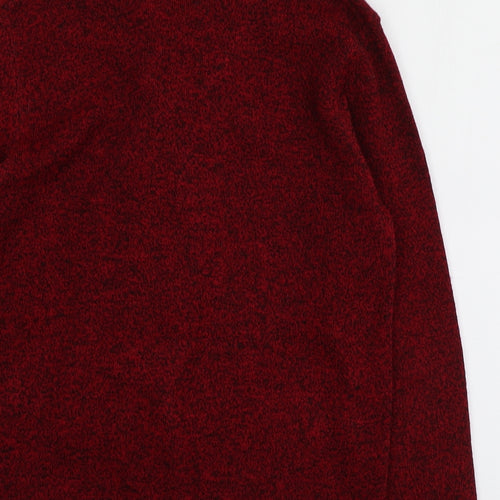Mia Moda Womens Red V-Neck  Acrylic Pullover Jumper Size S