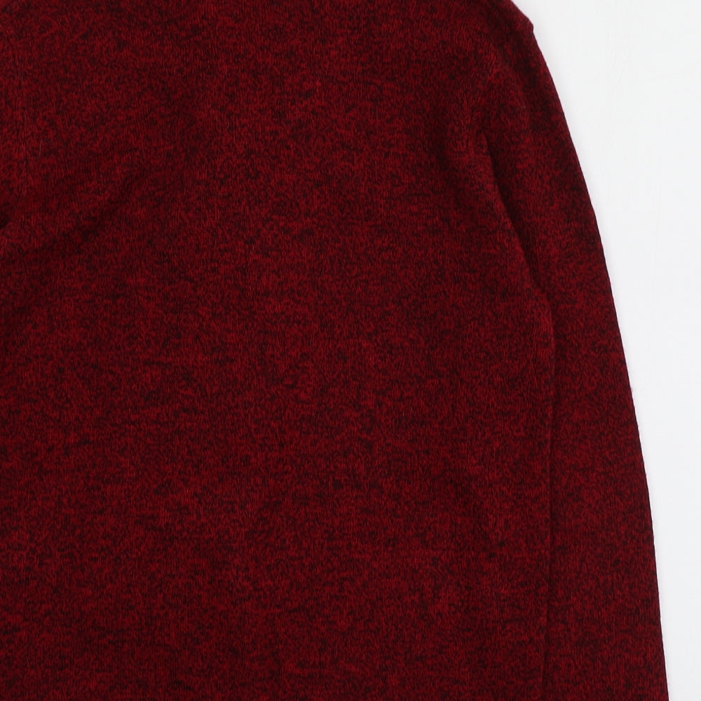Mia Moda Womens Red V-Neck  Acrylic Pullover Jumper Size S