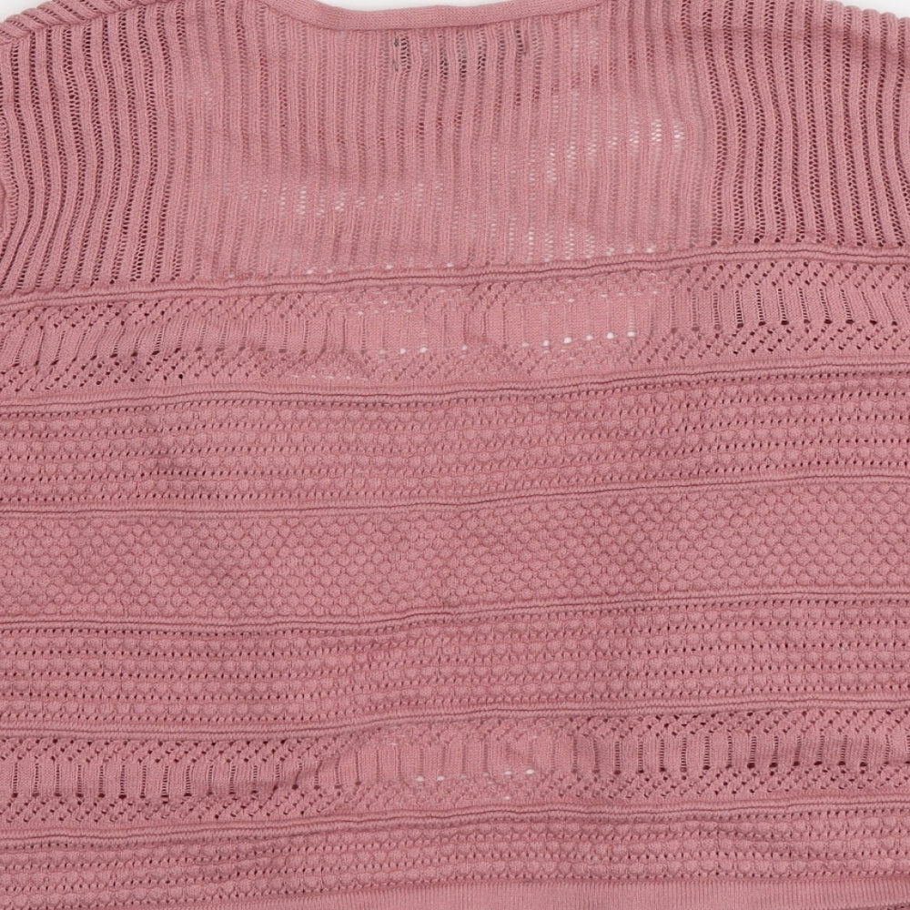 Primark Womens Pink V-Neck  Cotton Shrug Jumper Size L