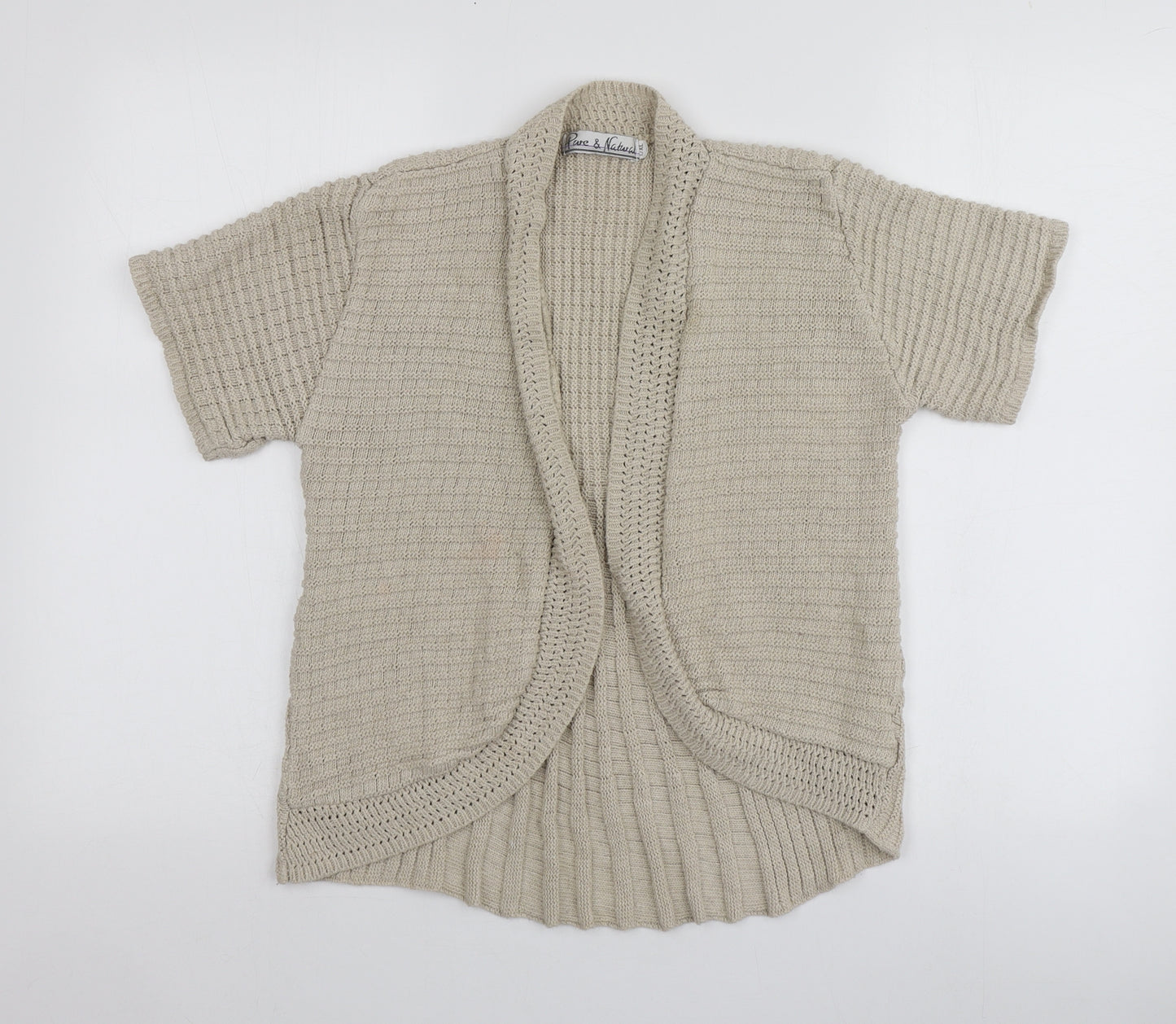 Pure&Natural Womens Beige V-Neck  Cotton Shrug Jumper Size L