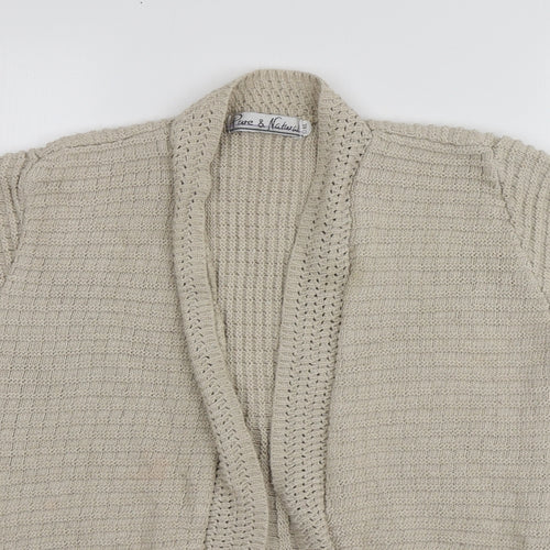 Pure&Natural Womens Beige V-Neck  Cotton Shrug Jumper Size L