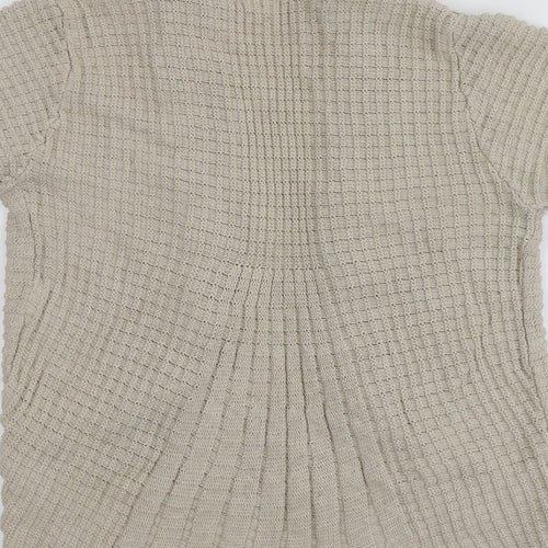 Pure&Natural Womens Beige V-Neck  Cotton Shrug Jumper Size L