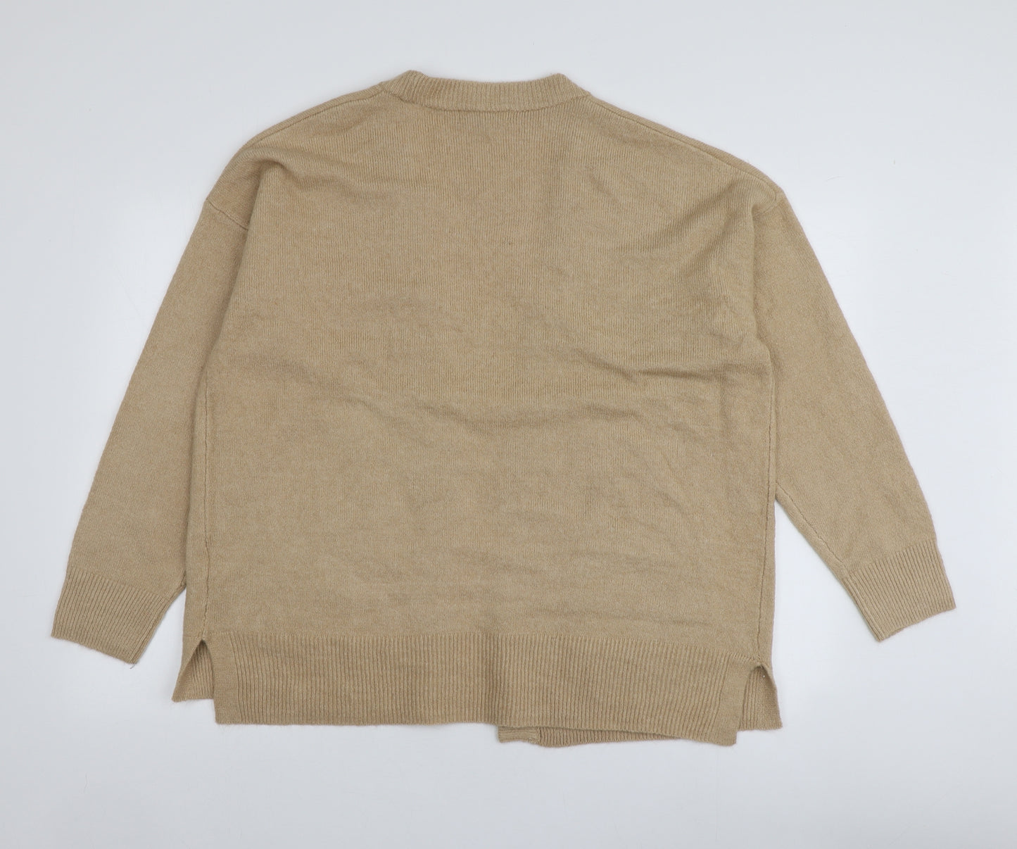 Nutmeg Womens Beige V-Neck  Acrylic Cardigan Jumper Size 18